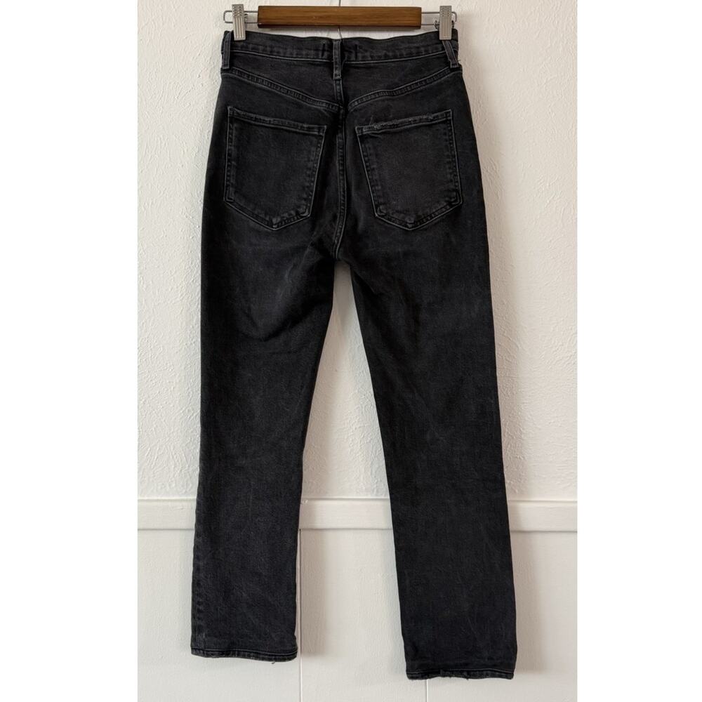 AGOLDE Riley Jeans Women’s Size 25 Black High Rise Straight Leg Button Fly - Picture 2 of 8